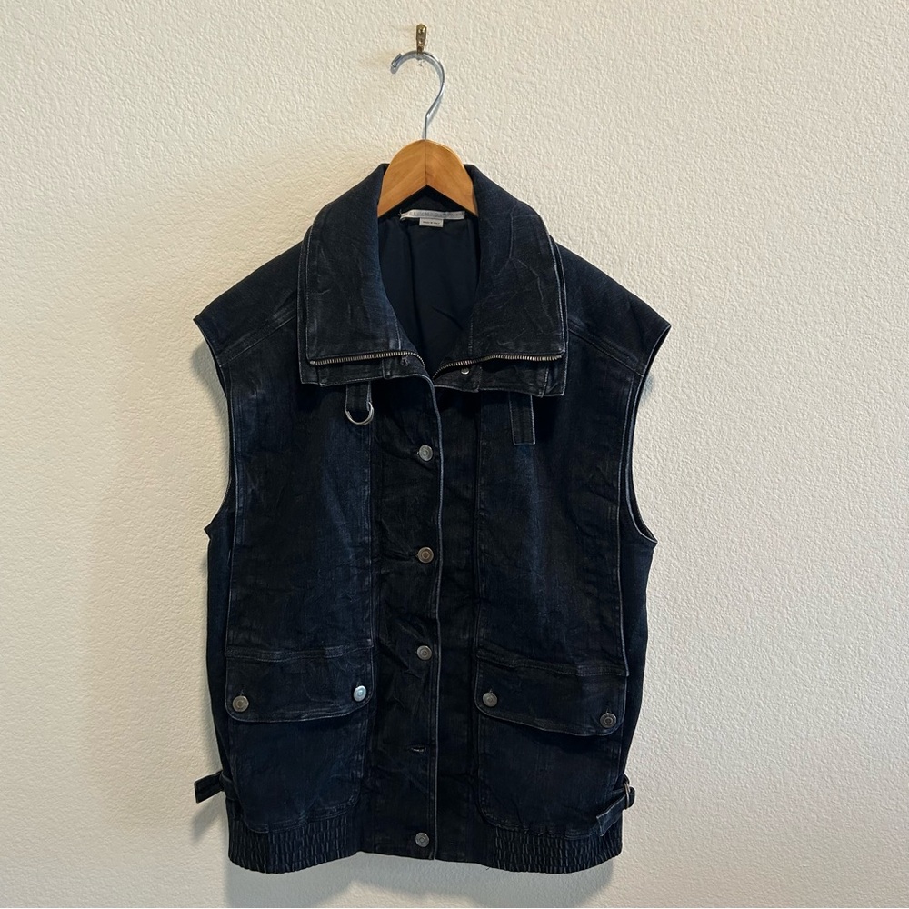 Stella McCartney Washed Black Denim Vest - back logo